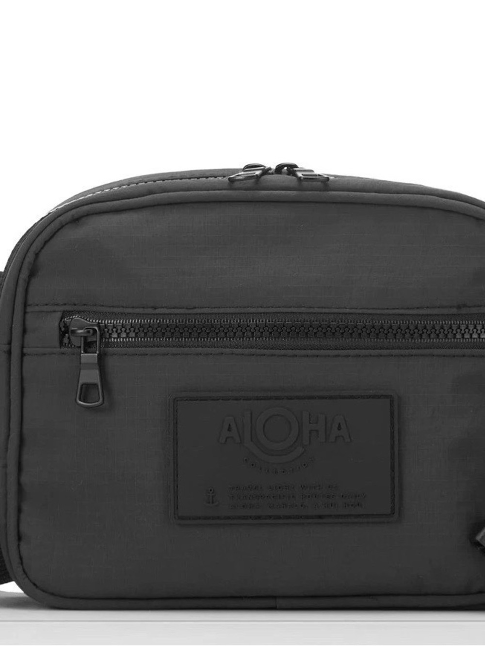 ALOHA Collection Black Crossbody Belt Bag with Front Zip